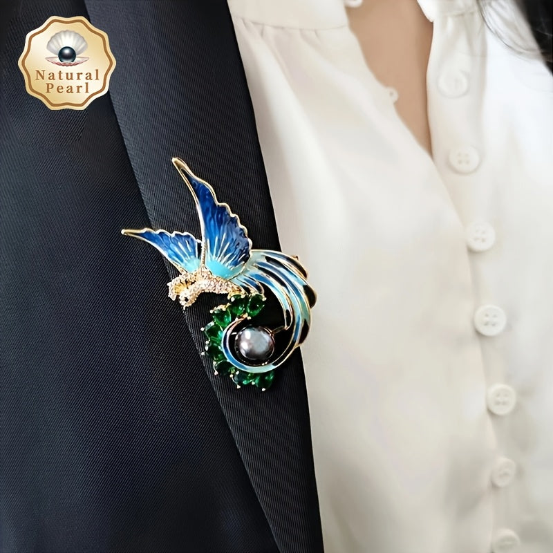 Elegant Vintage Brooch Pin featuring Natural 9-10mm Tahitian Black Pearl, June Birthstone, No Plating, Inlaid with Zirconia - Perfect for Everyday Wear and Gifting - Presented in a Gift Box as a Saltwater Pearl Brooch