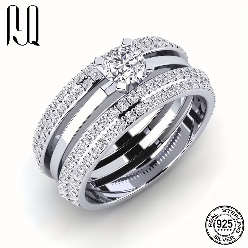 Pair of 2 beautiful rings featuring a stunning D color moissanite stone with certificate, accompanied by a black card and waist code. The main diamond weighs 0.5 carats while the secondary diamond totals 0.864 carats with a size of 1.2mm * 108pcs. The