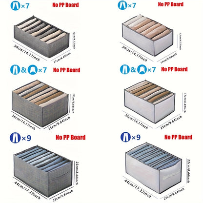 Set of 3 Foldable Canvas Drawer Organizers, Wardrobe Closet Storage Boxes with Separation Grids for Jeans, Shirts, and Sweaters - Save Space in Your Closet!