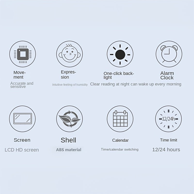 LCD Digital Thermometer & Hygrometer with Clock - Accurate Temperature and Humidity Monitor for various spaces - Battery Operated (AAA) - Includes Hygrometer.