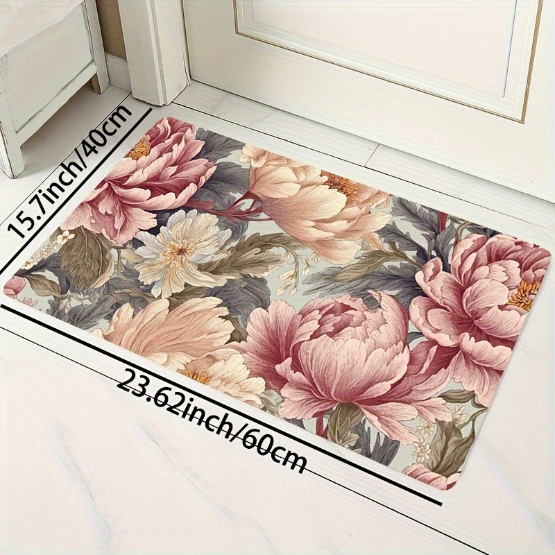 Elegant, plush floral area rug measuring 8mm in thickness. Ideal for use in the living room, bedroom, kitchen, and bathroom. Made of soft and machine washable polyester material, perfect for adding a touch of luxury to any space.