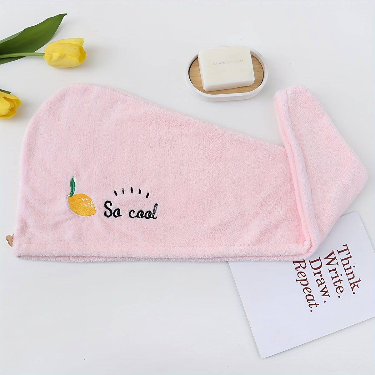 Soft, Quick-Drying Microfiber Hair Towel Cap for Women with Super Absorbent Embroidered Hair Wrap Turban - Ideal Bathroom Accessories