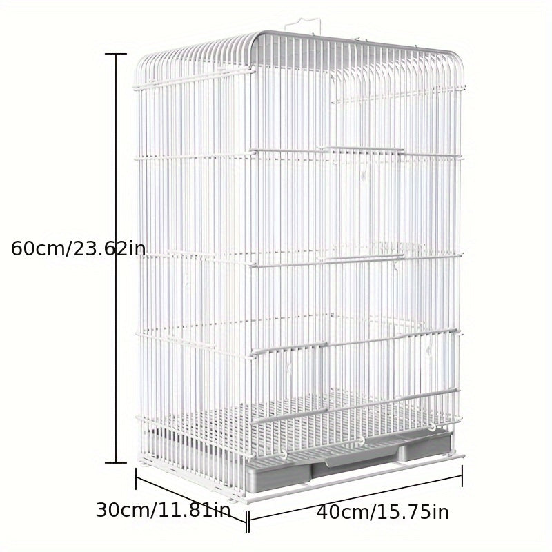 Large metal bird cage for parrots, budgies, and canaries. Spacious villa style with perches and accessories. Durable construction for indoor birds.