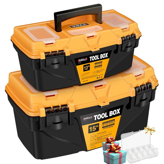 AIRAJ Hardware Toolbox Set in 12 & 15 Inch Plastic Thick Combination Suitcase for various uses.