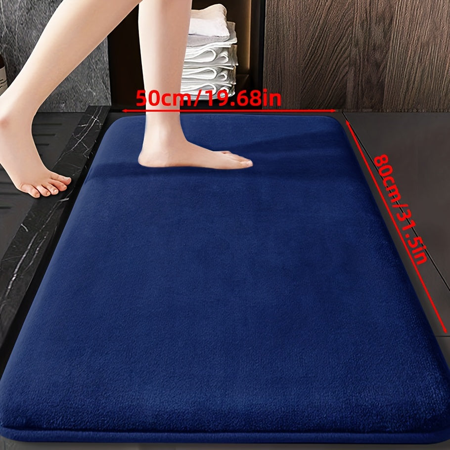 Soft and durable polyester bathroom mat with geometric design, ideal for shower, bathtub, bedroom, and living room. Versatile and non-slip, it is highly absorbent and machine washable.