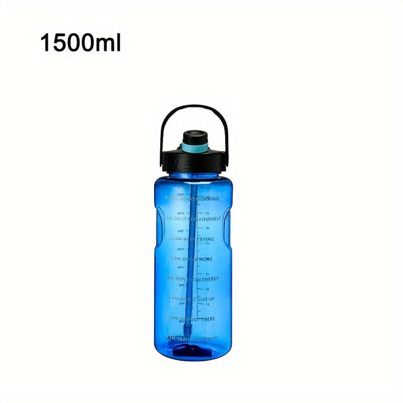 Durable, large capacity portable water bottle with straw for outdoor activities and travel.