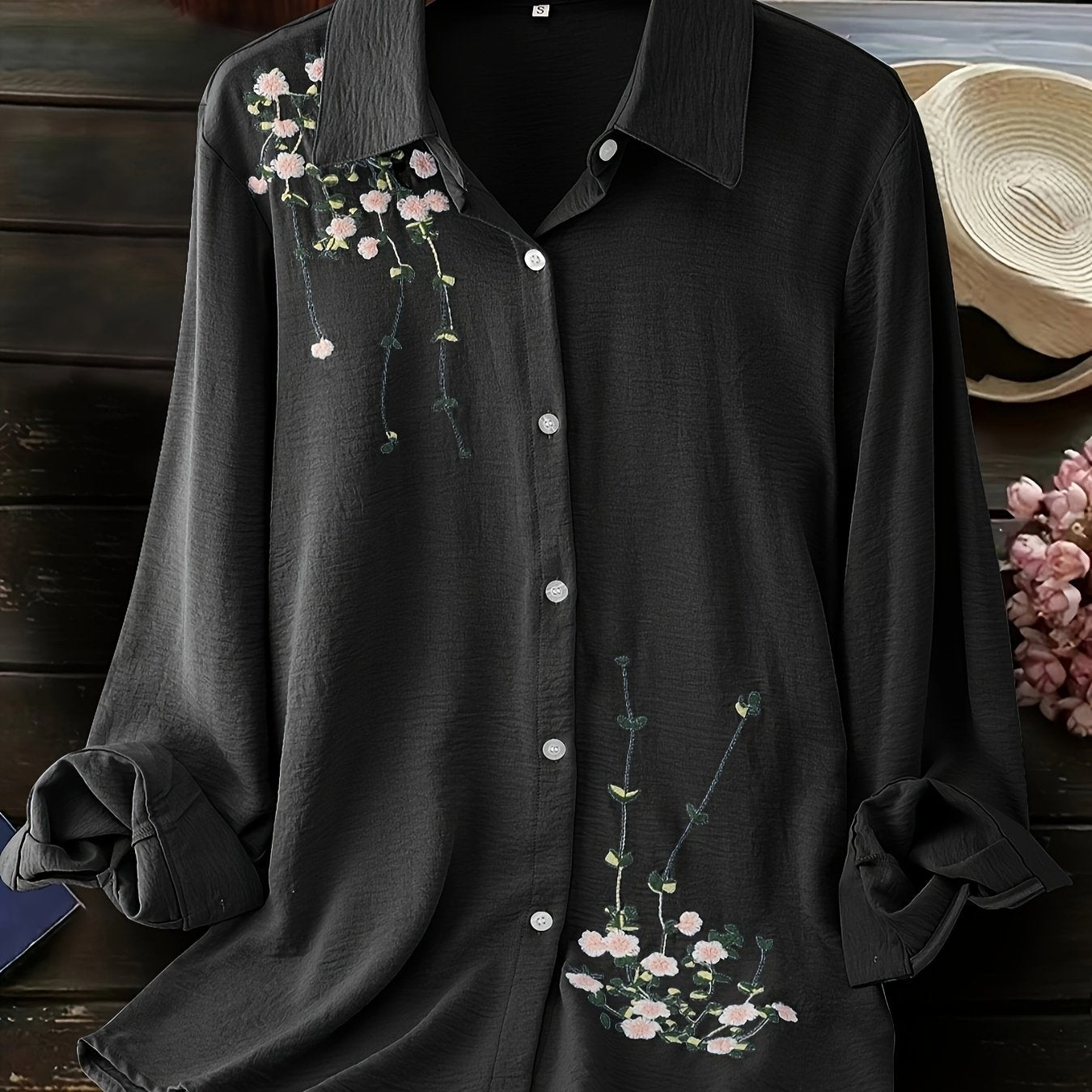 Plus Size Embroidered Blouse