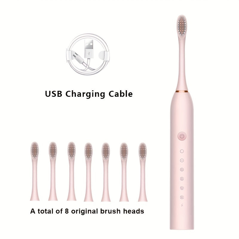 USB Rechargeable Sonic Electric Toothbrush with Replaceable Brush.