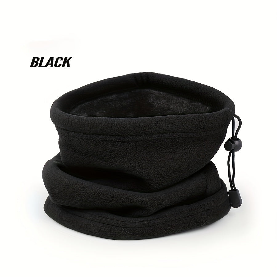 Stay warm and cozy with our 1-piece Adjustable Polar Fleece Neck Gaiter. This sports-style neck warmer is made of 100% polyester and features a thick thermal fleece perfect for cycling and running. It can also be worn as a multifunctional hat. This men's