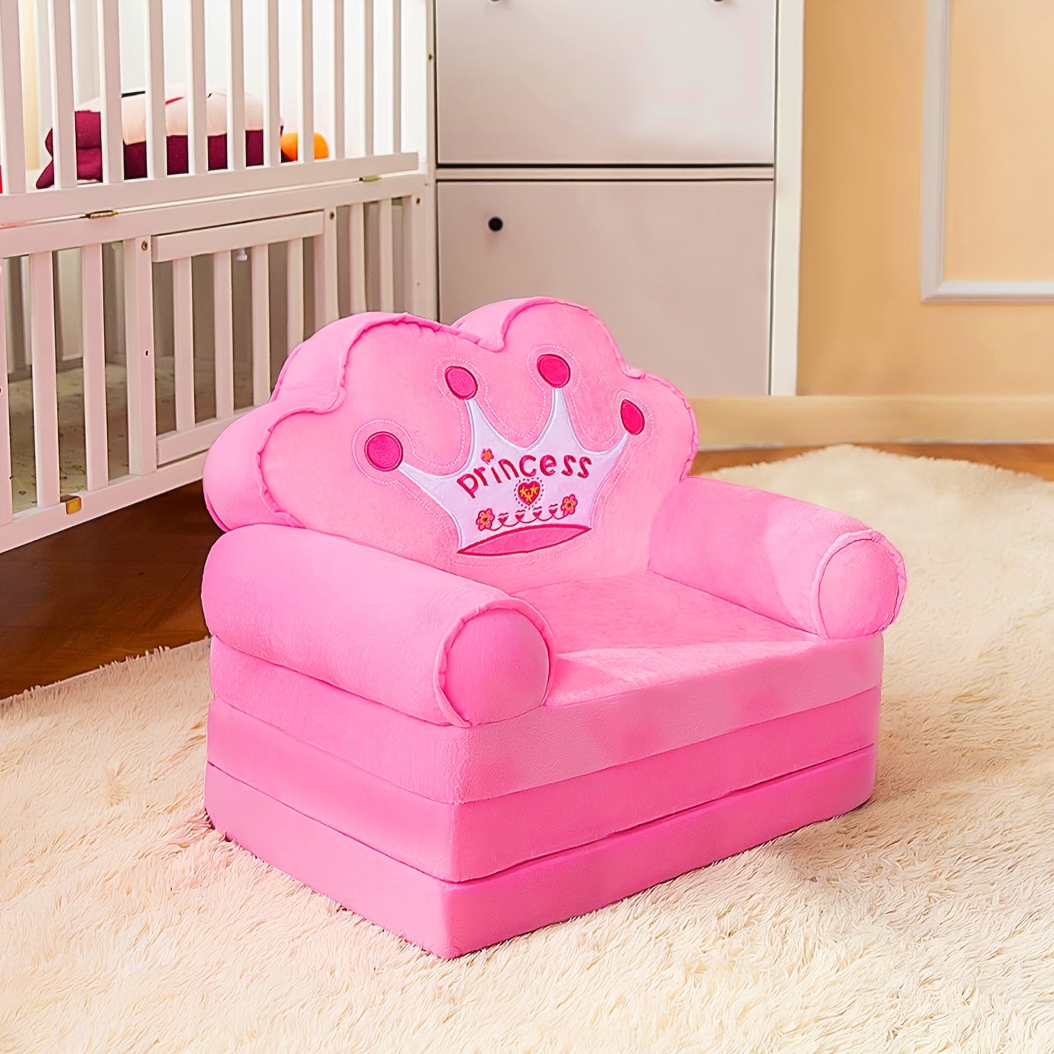 1pc Foldable Princess Themed Sofa Bed, Ergonomic Design, No Electricity or Wooden Materials, Independent, Storage Capacity <3.2 Cubic Feet, Height <68.58 cm After Assembly, Mixed Color