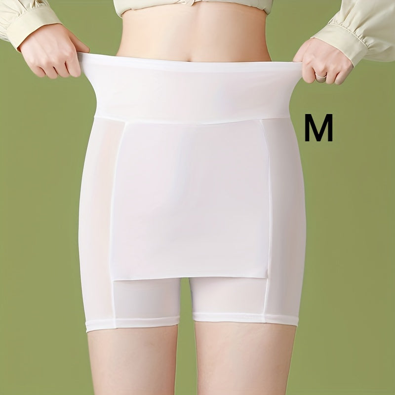 Seamless high waist shaping shorts for women with tummy control and slimming features, made of lightweight double layer ice silk.