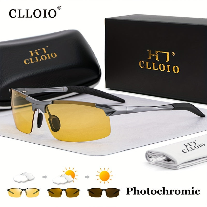 CLLOIO Anti-Glare Photochromic Day Night Vision Men Driving Polarized Sunglasses