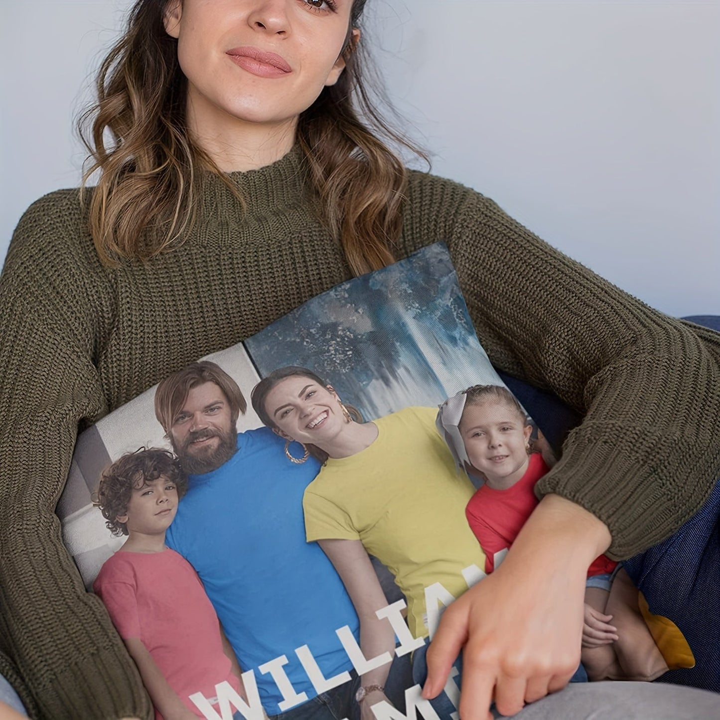 Create a custom photo and text throw pillow cover made from soft polyester knit fabric. This personalized gift is ideal for Valentine's Day, anniversaries, Christmas, birthdays, and any special occasion.