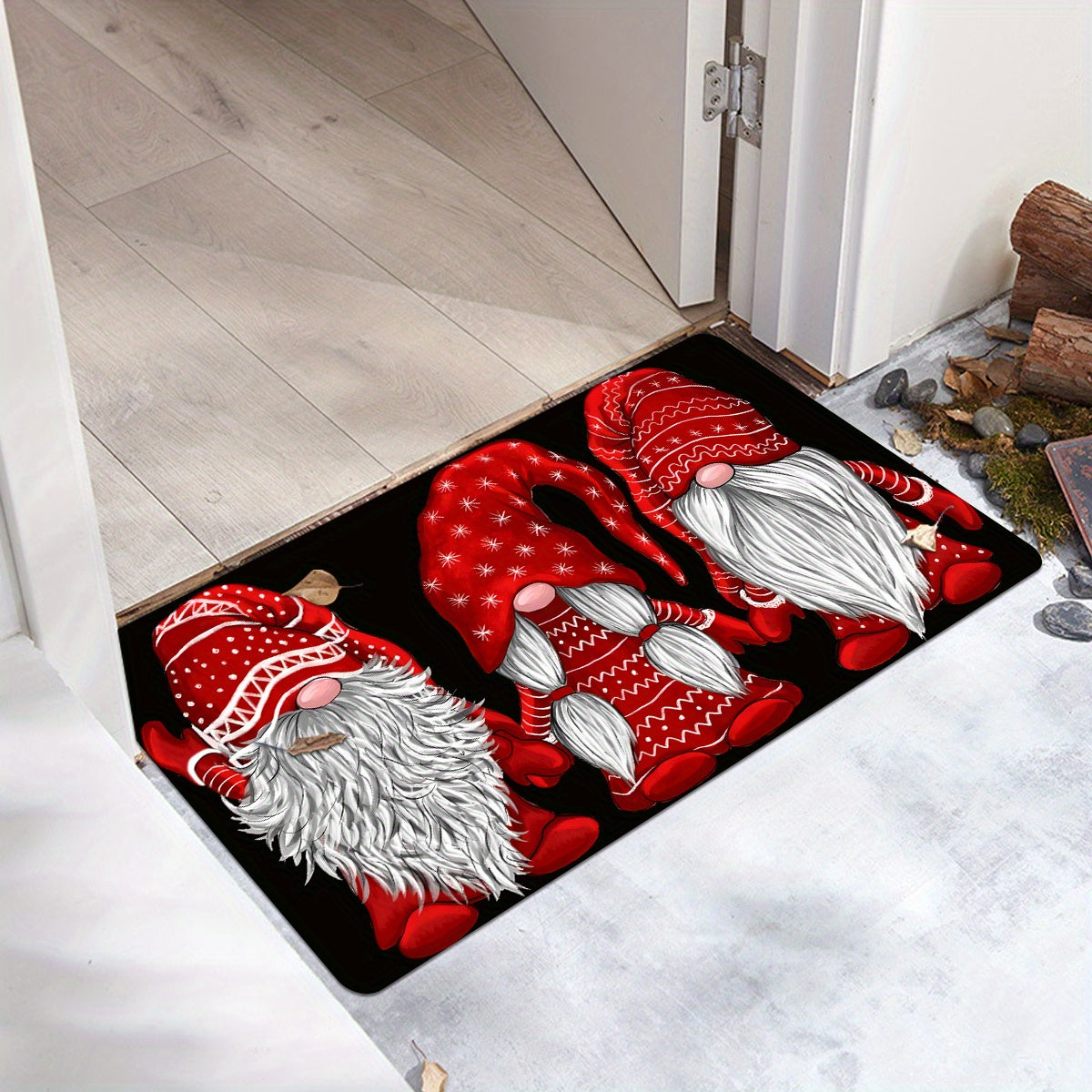 Get into the holiday spirit with this festive Christmas faceless gnome kitchen runner rug! This non-slip rug is stain resistant, waterproof, and perfect for adding a touch of Christmas cheer to your home. Whether you place it in your living room