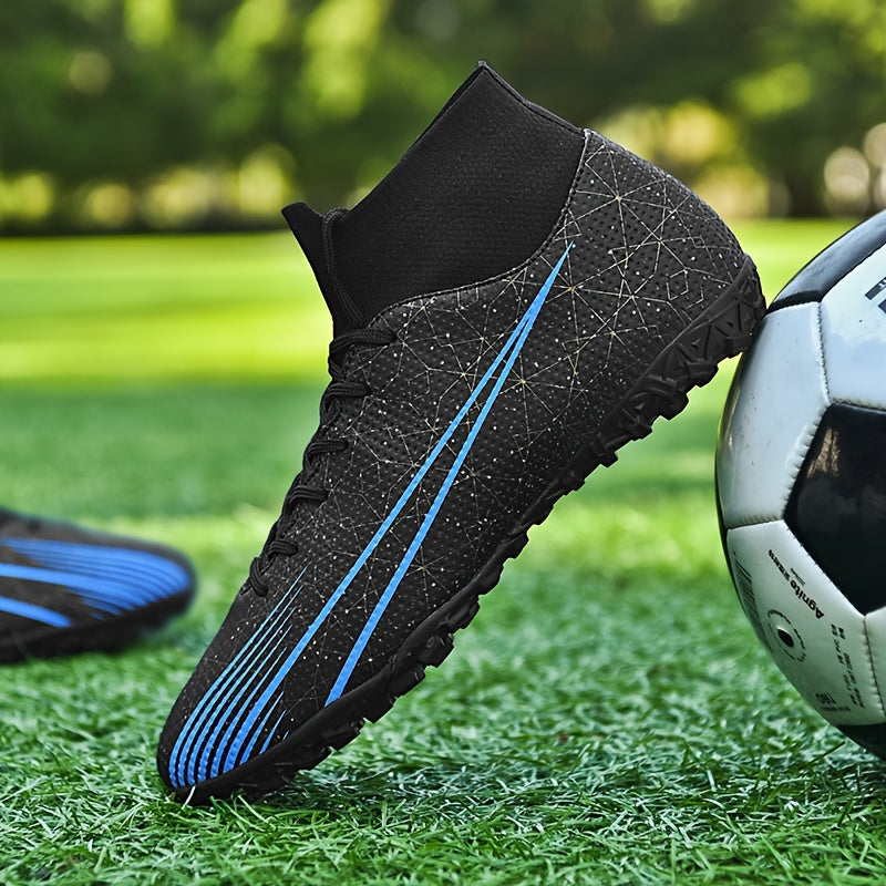 Professional men's turf football boots with anti-skid and breathable features, lace up design for outdoor use.