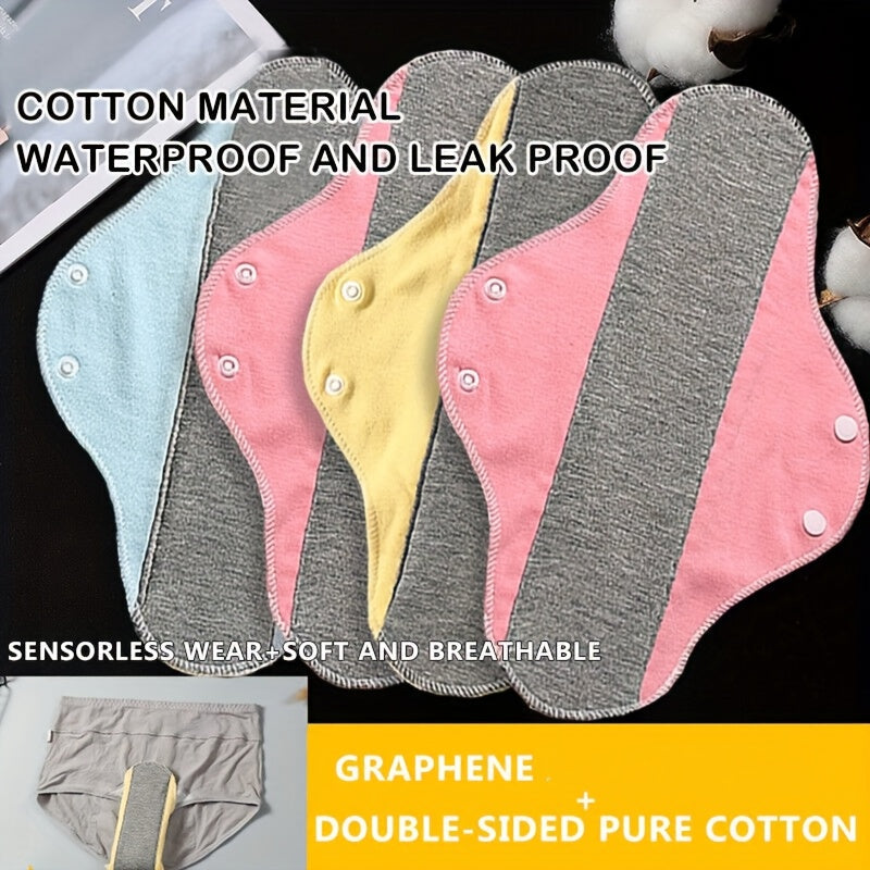 10 reusable menstrual pads for women and elderly with leakproof, breathable, double-sided design in colorful stripes.