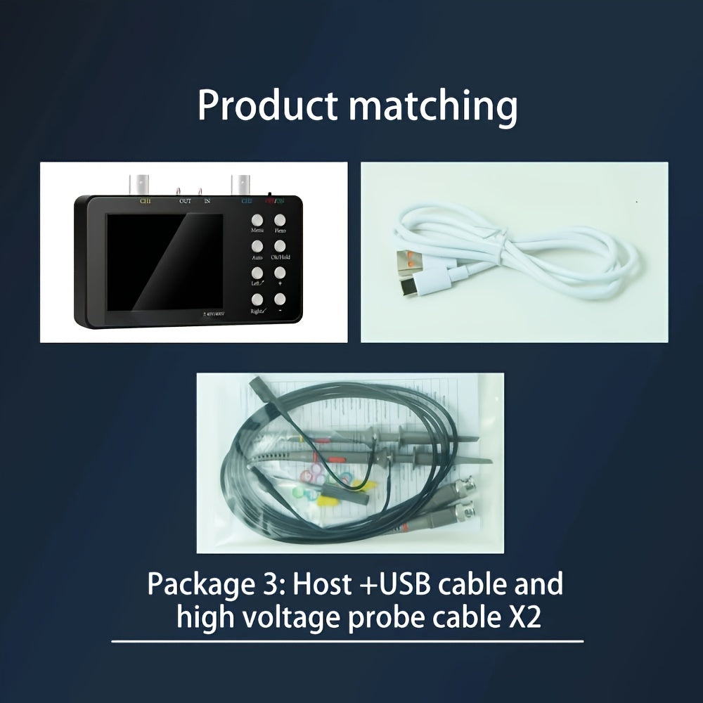 1pc Dual-channel Digital Oscilloscope with 10M Analogue Bandwidth, 50M Sampling Rate, Lissajous Patterns, and 6A Current Waveform.