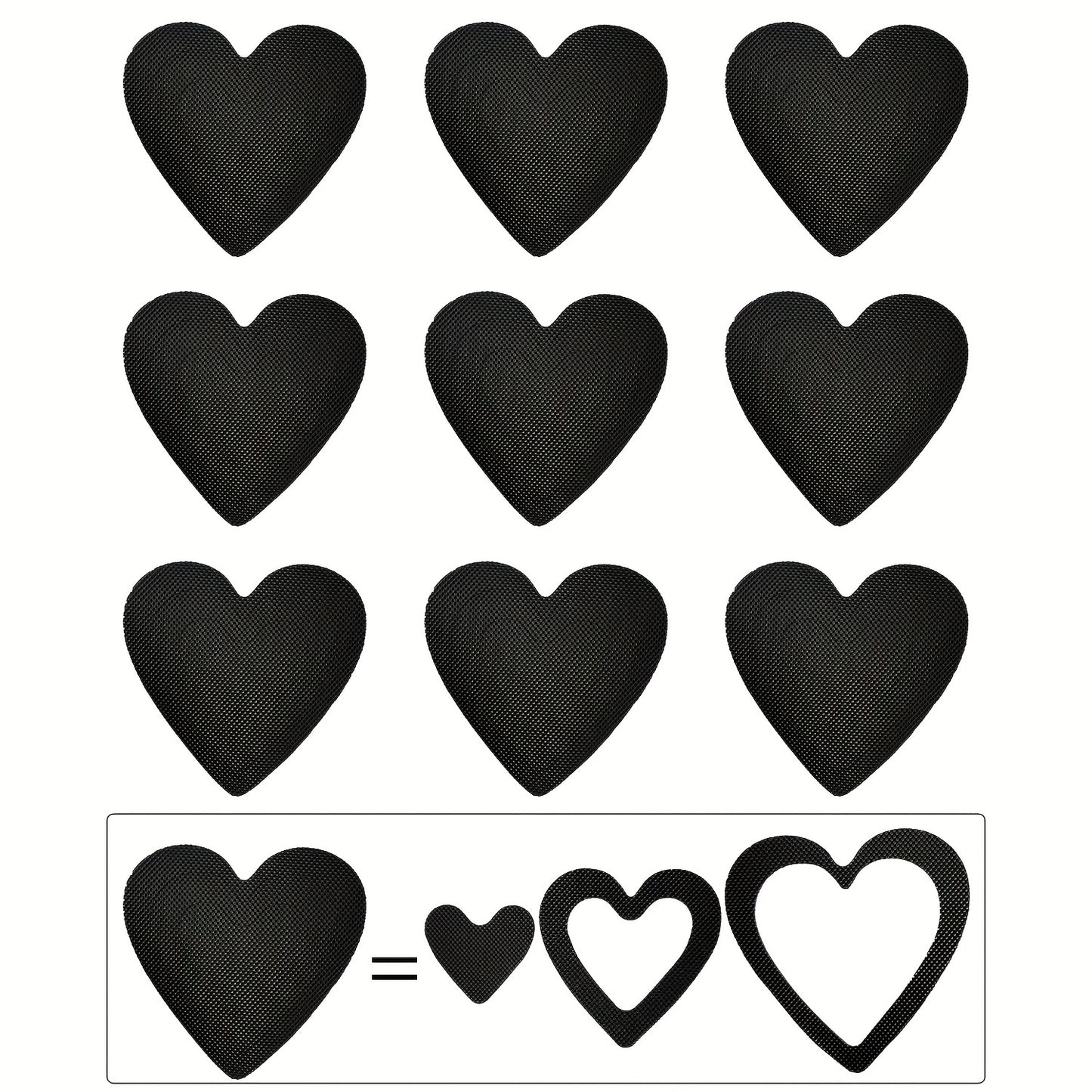 30 heart-shaped black vinyl bathtub stickers for safety, easy to apply and clean.