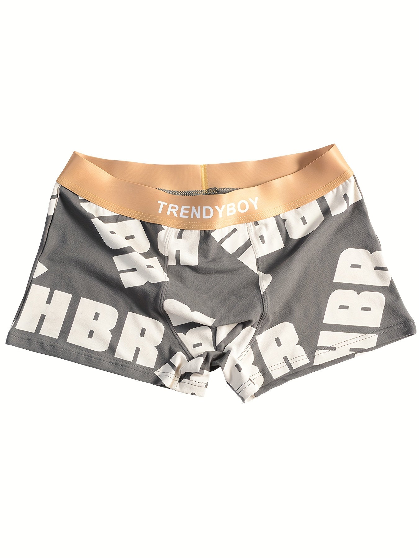 3 TrendyBoy Men's Cotton Boxer Briefs with Elastic Waistband, Random Colors, "HBR" Print Design, Comfort Fit.