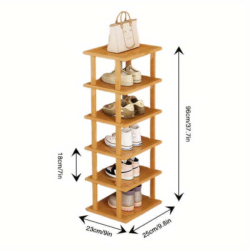 Bamboo Shoe Rack with 6 Tiers, Freestanding Vertical Shoe Organizer, Compact Storage Solution for Any Room, Quick and Easy Assembly, No Power Required