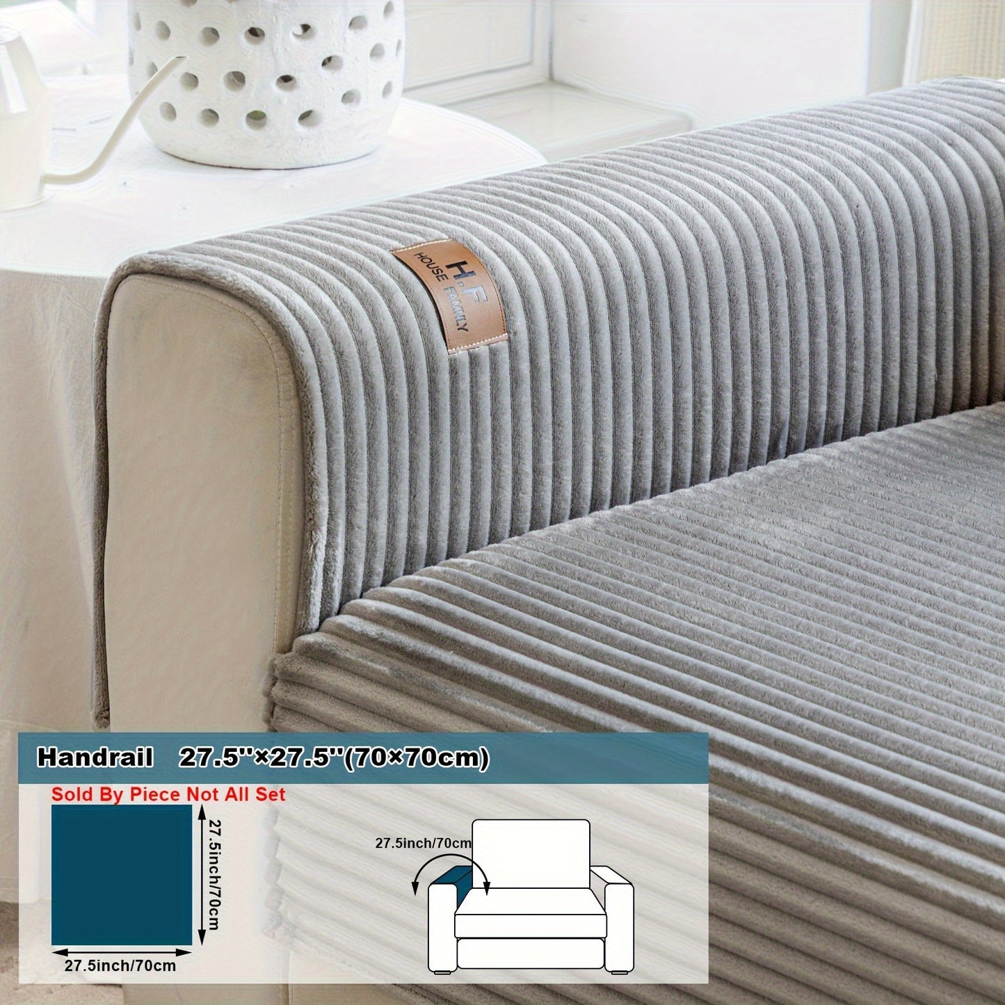 Modern striped sofa cover made of thick flannel fabric, pet-friendly and non-slip. Suitable for 1 to 4-seater sofas, soft and machine washable. Perfect for home and office decor.