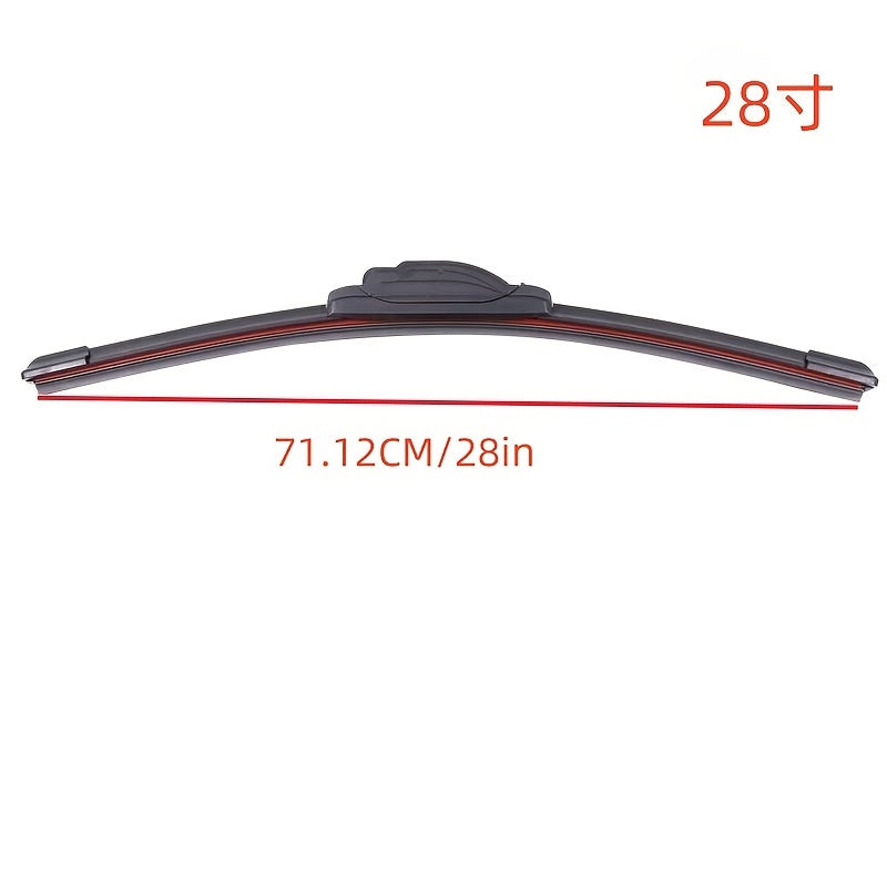 Quiet and durable 4-layer J/U hook wiper blades with 4 rubber strips in sizes ranging from 35.56 cm to 71.12 cm, suitable for all cars.