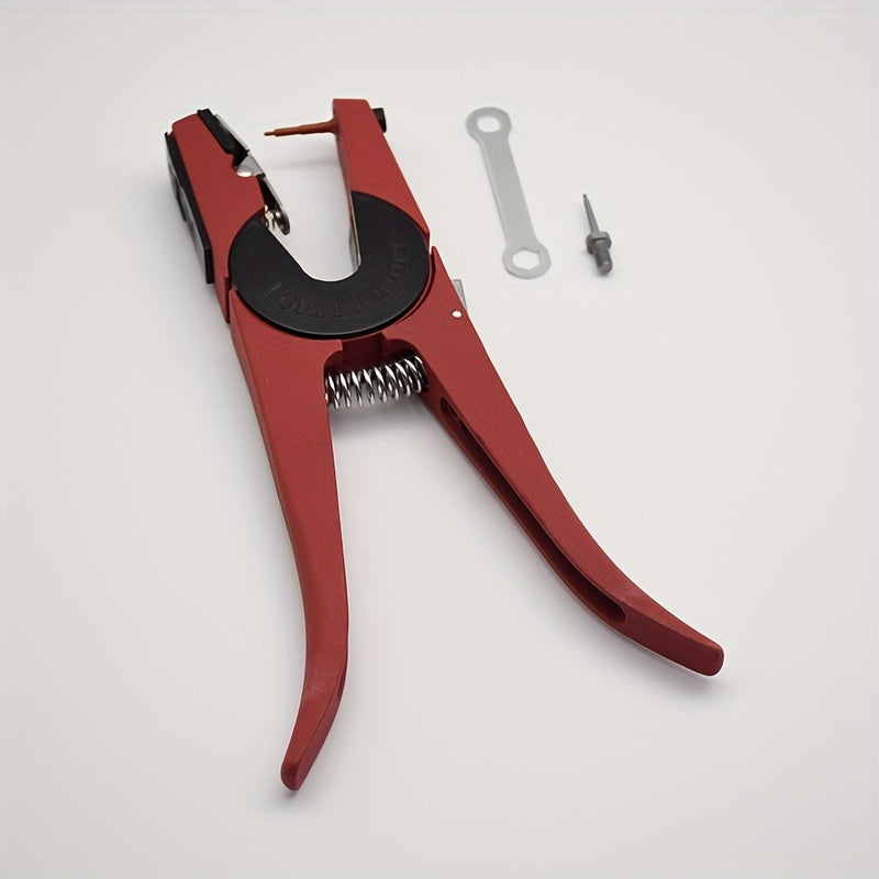 Livestock Ear Marking Pliers for various animals - Red Classic Model, 90 Degree Installation Tool.