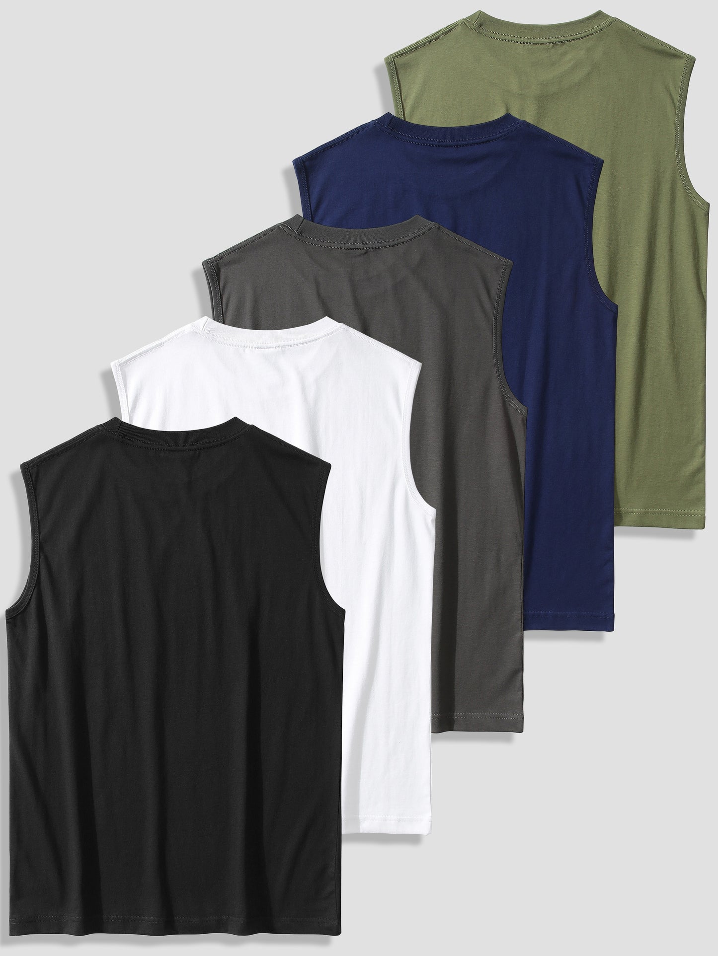 5 Men's 100% Cotton Solid Tank Tops for Summer Outdoor Wear