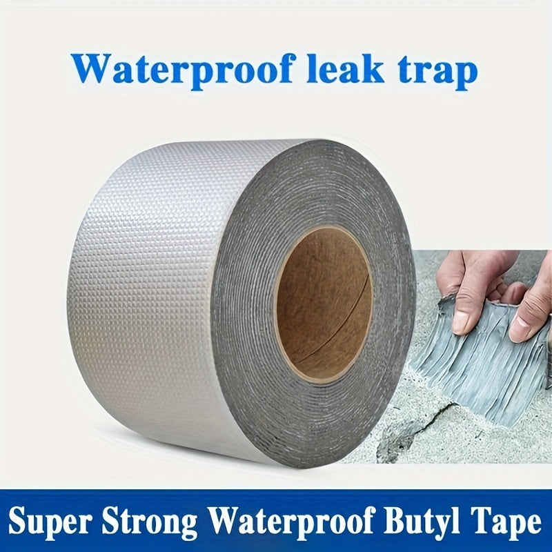 Waterproof, heat-resistant butyl tape for sealing leaks on roofs, pipes, and walls.