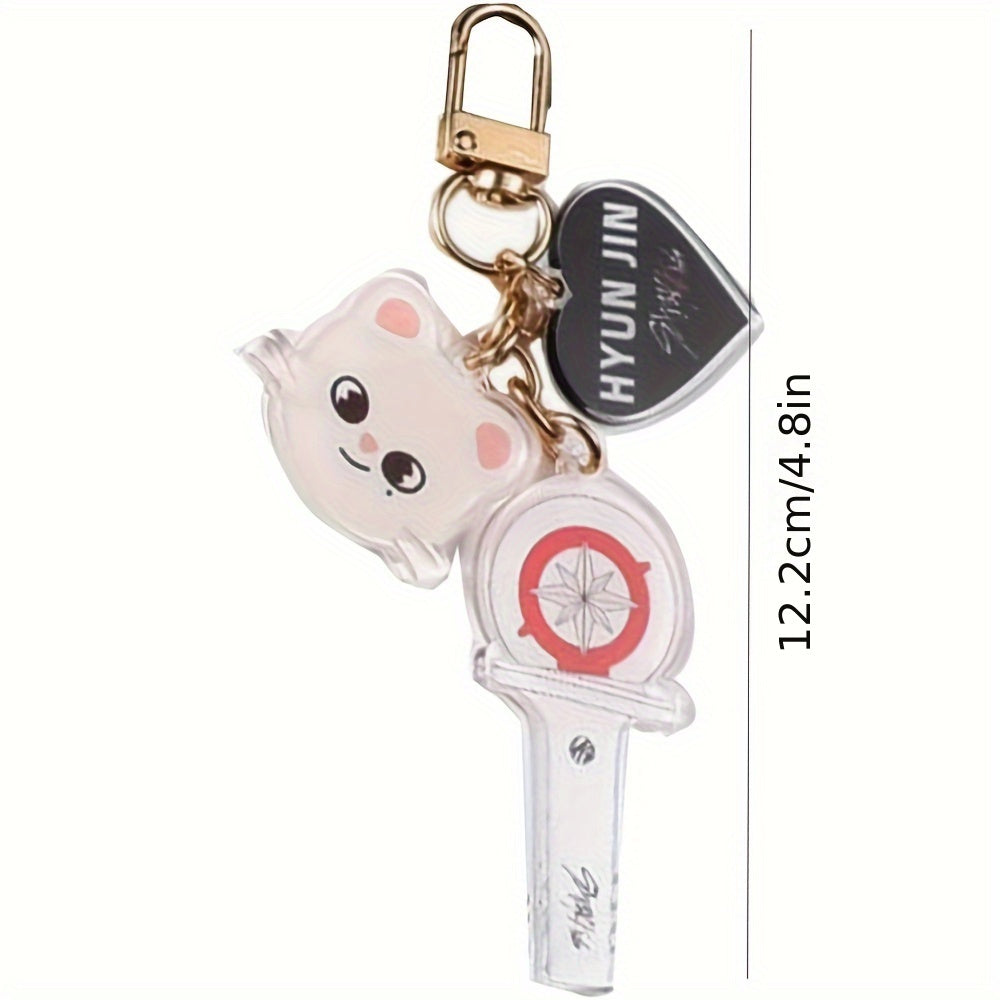 Adorable Acrylic Keychain Set Inspired by Kpop - Featuring Heart & Cartoon Charms, Great for Bags & Backpacks, Excellent Birthday Present for Women