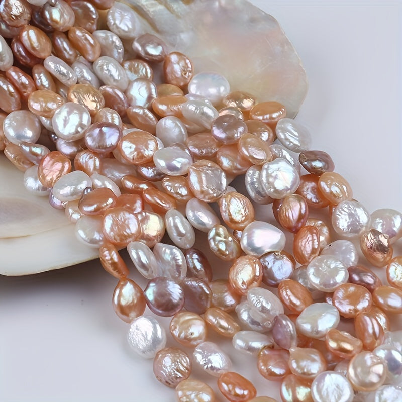 [Customer Favorite] Coin-shaped Freshwater Pearl Beads, 11-12mm Diameter, 20cm Strand in Mixed Colors