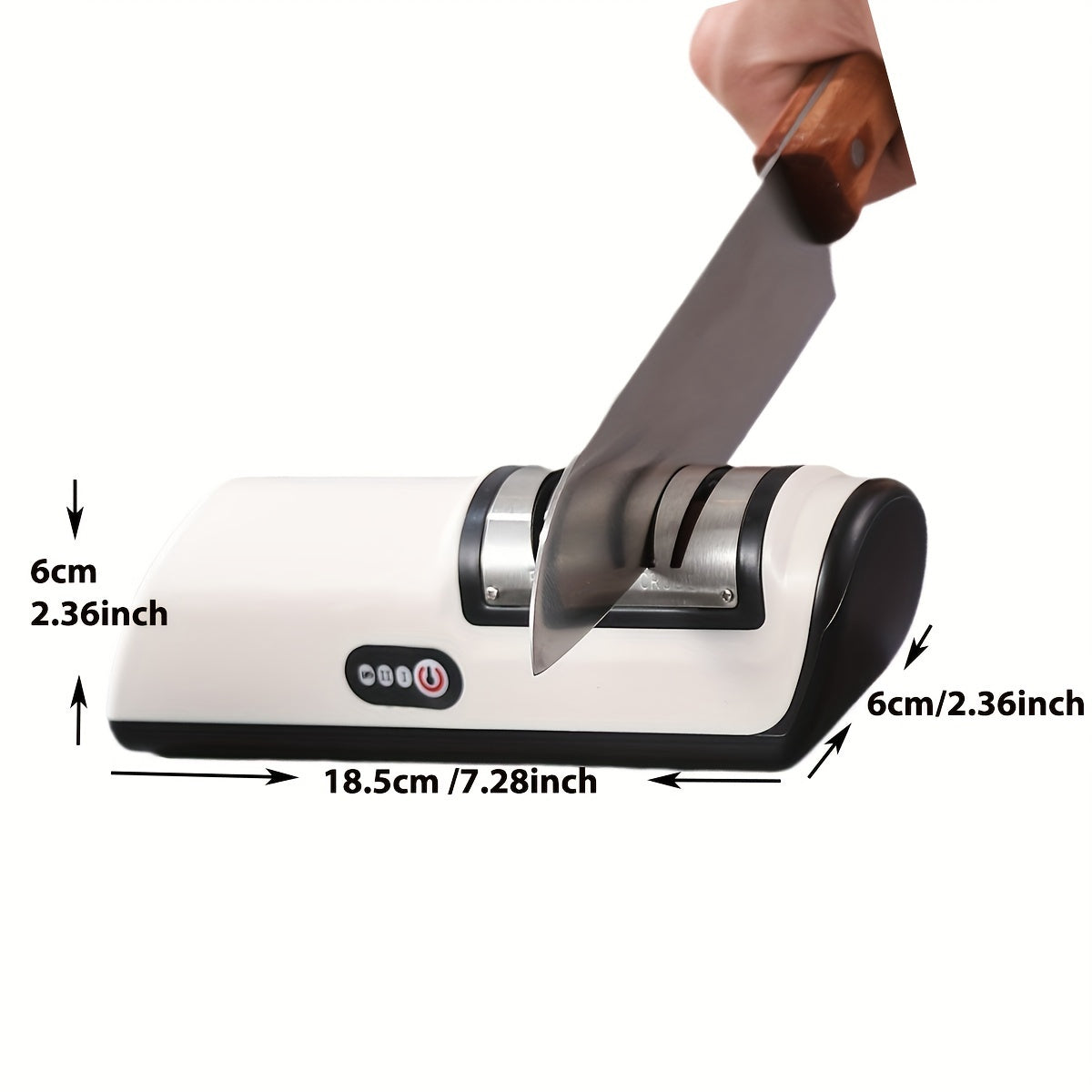 2-stage USB rechargeable knife sharpener for ceramic and steel blades with adjustable speeds. Ideal for chef and kitchen knives.