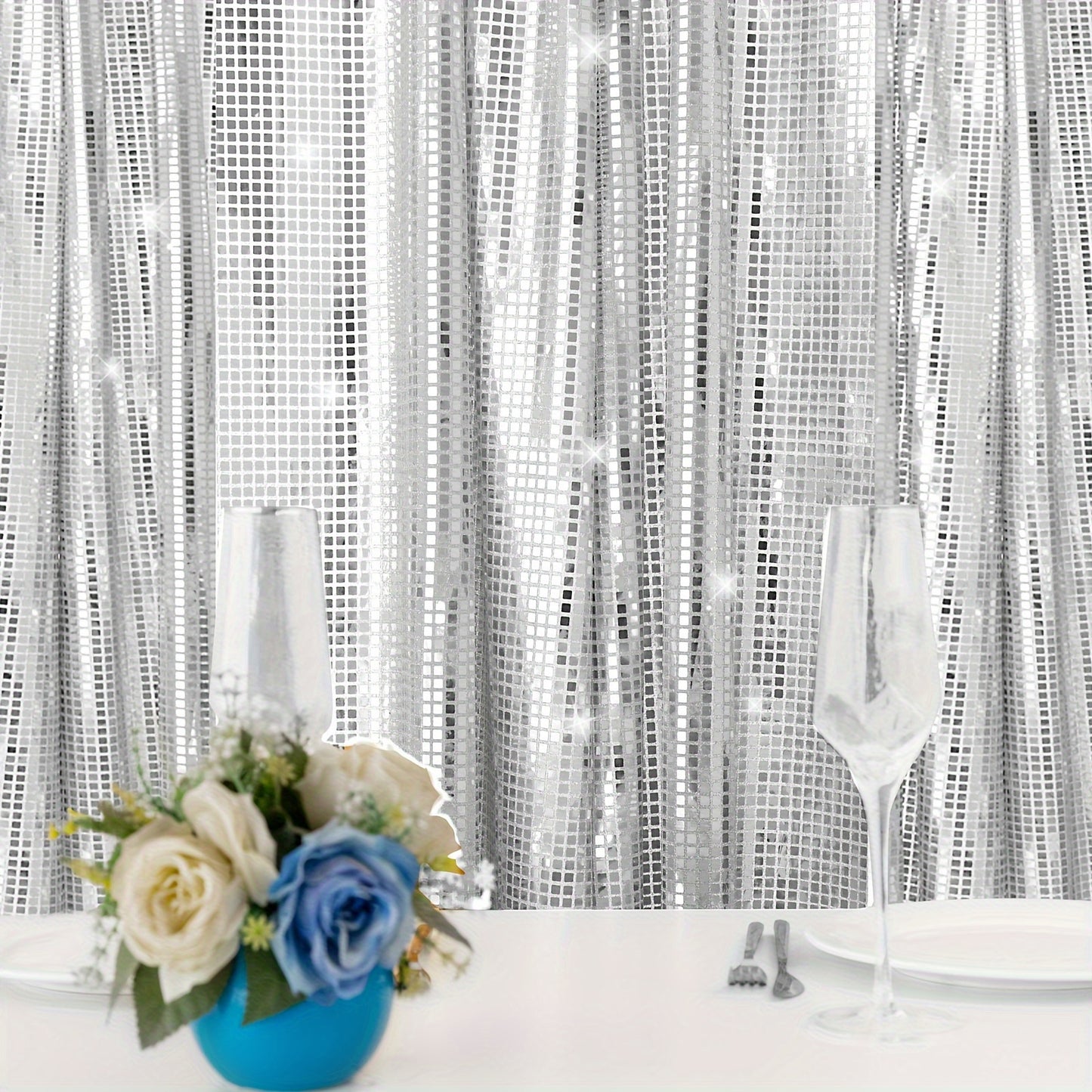 Enhance your stage with our BlingBling Sequin Backdrop Curtain, perfect for parties, weddings, birthdays, and more.