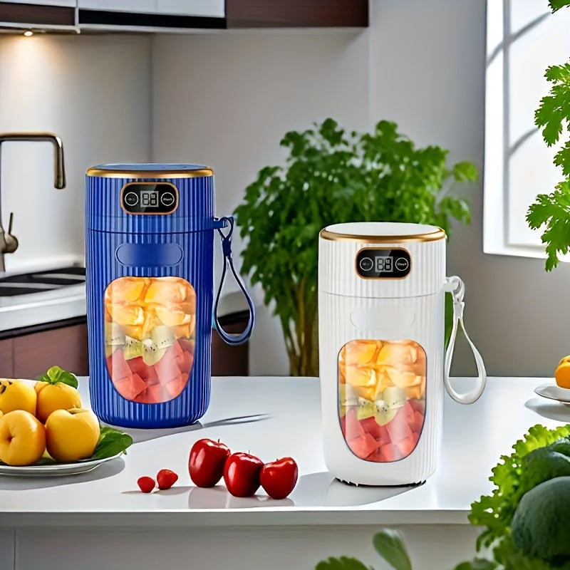 Portable Citrus Juicer Cup with USB Rechargeable 1300mAh Lithium Battery, Electric Juice Maker with Digital Display for Home and Outdoor Use, Less than 1L Capacity, Multi-Function Wireless Blender, Plastic