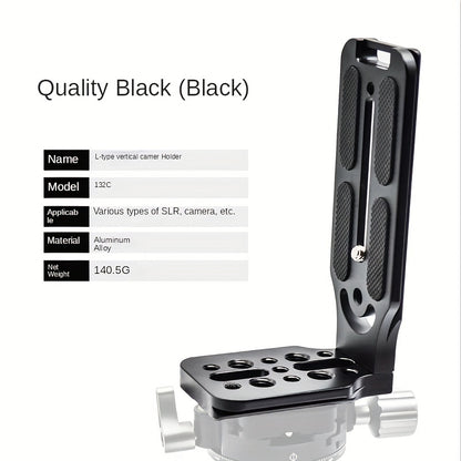 Versatile quick-release L bracket for DSLR cameras, with waterproof metal plate, 1/4" screw, compatible with Canon & Fuji, includes hex wrench and replacement screws.