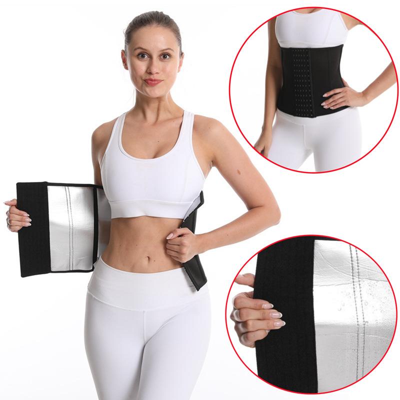 Amazon Women's Yoga Plastic Waist Fitness Abdominal Belt Silver Ion Six-breasted Buckle Belt Sweat-popping Waist Seal Belt