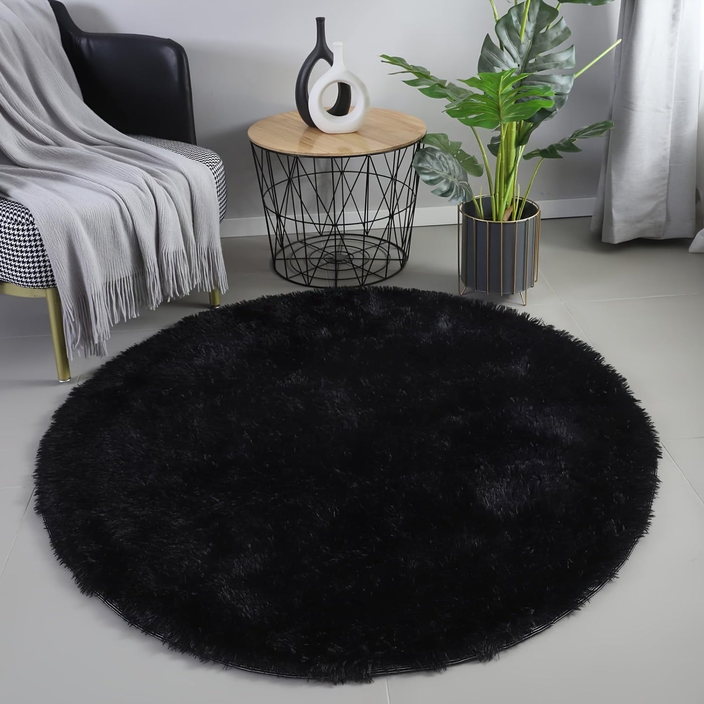 Plush Round Carpet - Luxuriously Soft, Stain-Resistant, and Slip-Resistant for Bedroom, Living Room, and Home Decoration