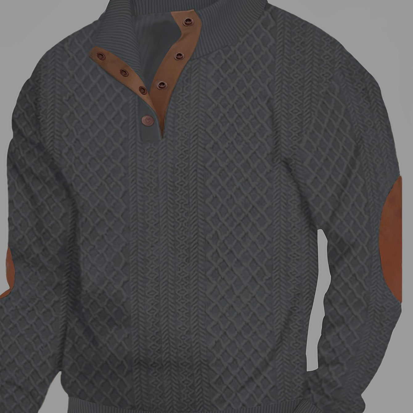 Men's plus size casual cardigan sweater in beige with geometric pattern, button-up front. Perfect for spring and fall. Lightweight and comfortable.