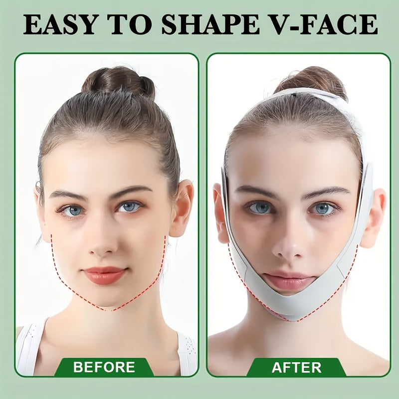 Adjustable V-Line Face Lifting Mask for Double Chin Reduction & Tightening, Breathable and Reusable.