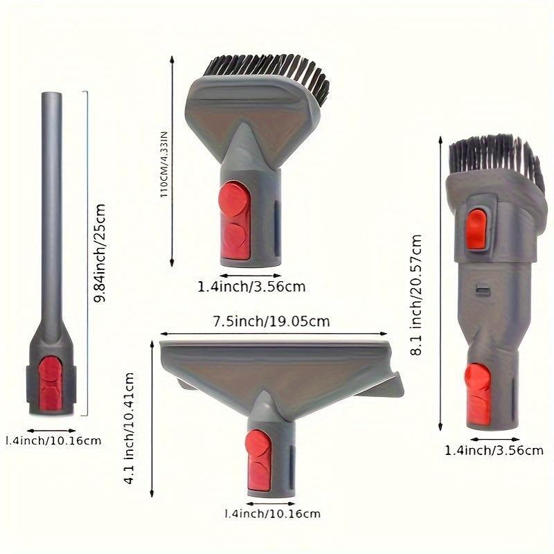 Vacuum Cleaner Accessory Kit for Dyson - Includes Crevice Tool, Wide Brush, Round Brush & Sofa Brush - Compatible with V7, V8, V10, V11, V15 Series - 4 pieces