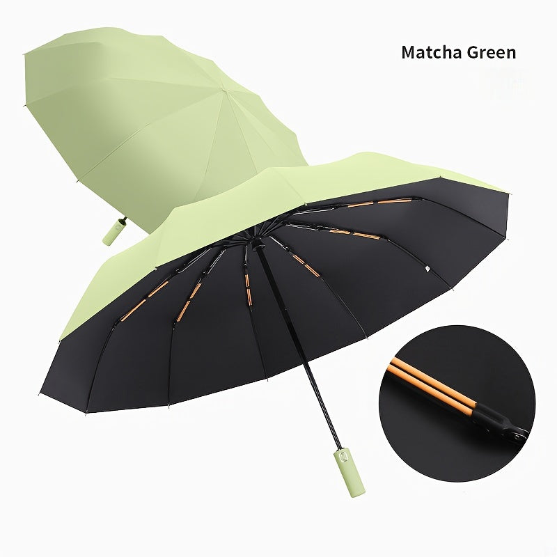 Folding vinyl umbrella for sun and rain