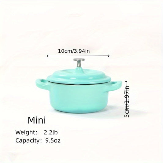 Kichik 9.5oz Mini Stew Pot - Yopishqoq, Emal bilan qoplangan Qozon, Induksion va Gaz Pishirish Plitalari uchun mos, Uy Oshxonalariga ideal.