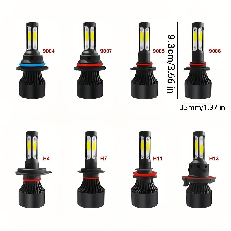 New 4 Sides LED Car Headlight Kit for H4, H7, H8, H11, 9005, 9006, and H13.