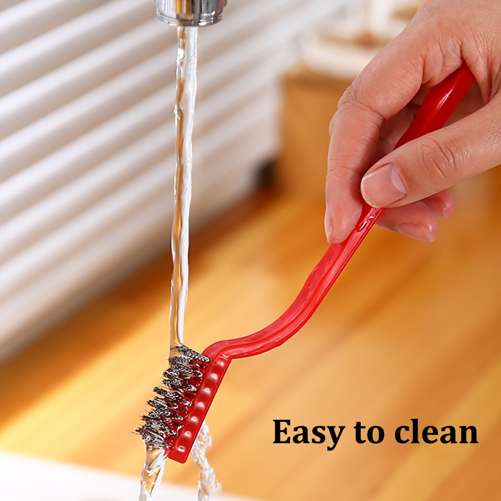 Set of 3 Multi-Surface Cleaning Brushes - Made with Long-lasting Steel and Nylon Bristles for Kitchen, Bathroom, and Toilet Cleaning - Eco-Friendly, Non-Electric, Essential Bathroom Cleaning Supplies