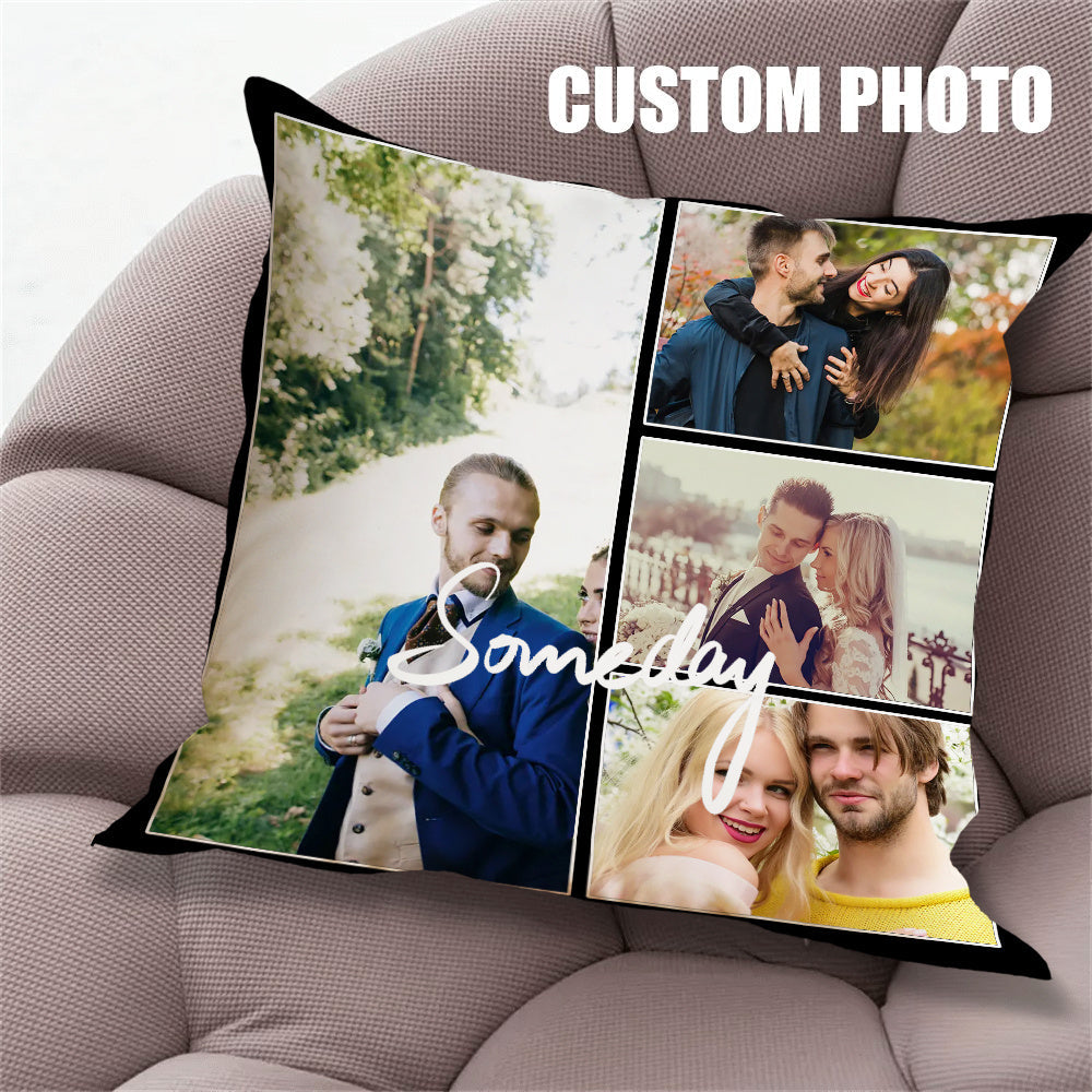 CozyCrafter Personalized Custom Photo Cushion Cover - Square Throw Pillow Case, Soft Polyester, Machine Washable, Perfect for Room Decor, Great Gift Idea for Weddings and Mother's Day. Single-side print, insert not included.