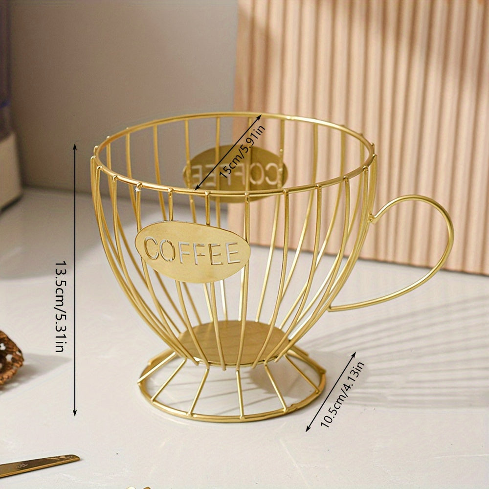 Nordic Style Gold Coffee Capsule Storage Rack: Elegant Home Snack Organizer for Cafe Bar Display Shelf