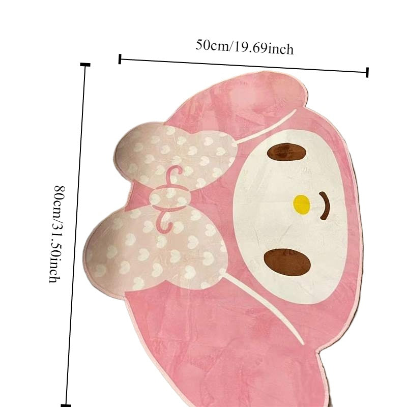 Sanrio Hello Kitty My Melody Cartoon Carpet - 1 Piece, Made of Polyester with Rubber Backing, Stain Resistant, Machine Washable, Polygon Shape, Ideal for Bedroom Decor on Bedside, Vanity, and Basket Seating.