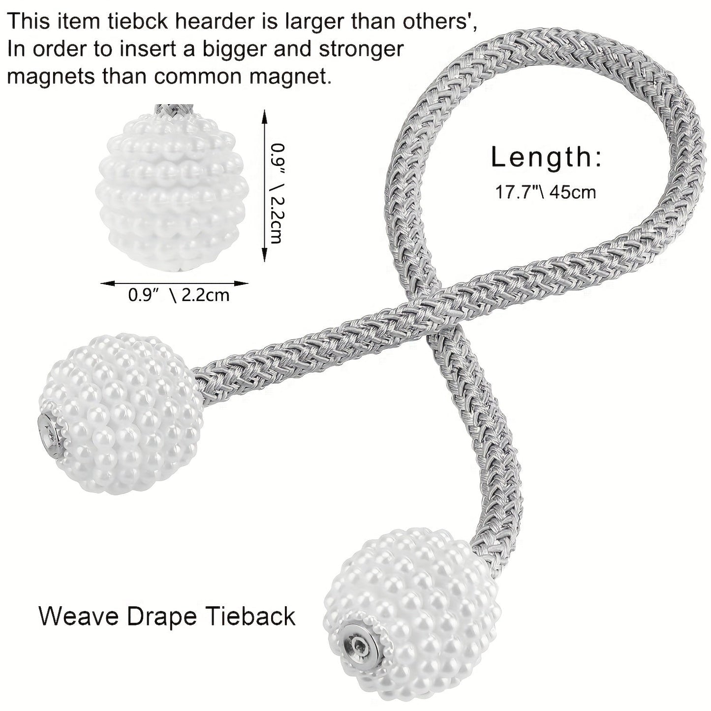 Набор из 2 магнитных завязок для штор с жемчугом - стильное решение для легкого удержания небольших, тонких или прозрачных занавесок.