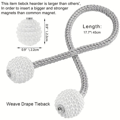 Набор из 2 магнитных завязок для штор с жемчугом - стильное решение для легкого удержания небольших, тонких или прозрачных занавесок.