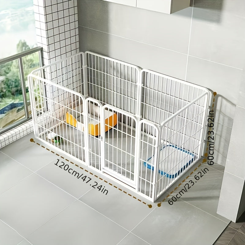 Metal dog cage suitable for small to medium breed dogs, with spacious interior and door, suitable for indoor/outdoor use.